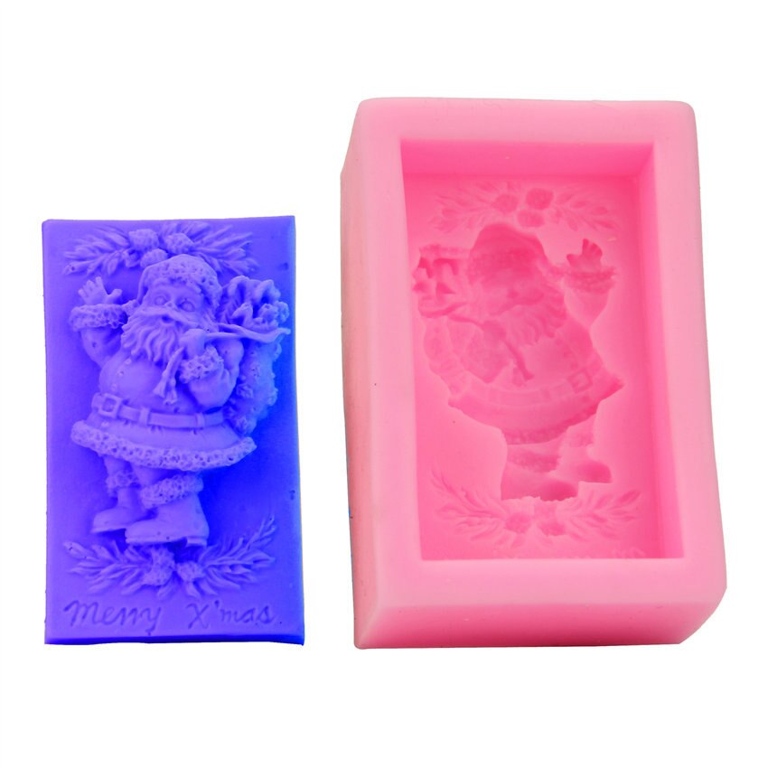 Santa Claus Craft Art Silicone Cube Soap Mold DIY Resin Clay Candle Molds Fondant Handmade Soap Moulds