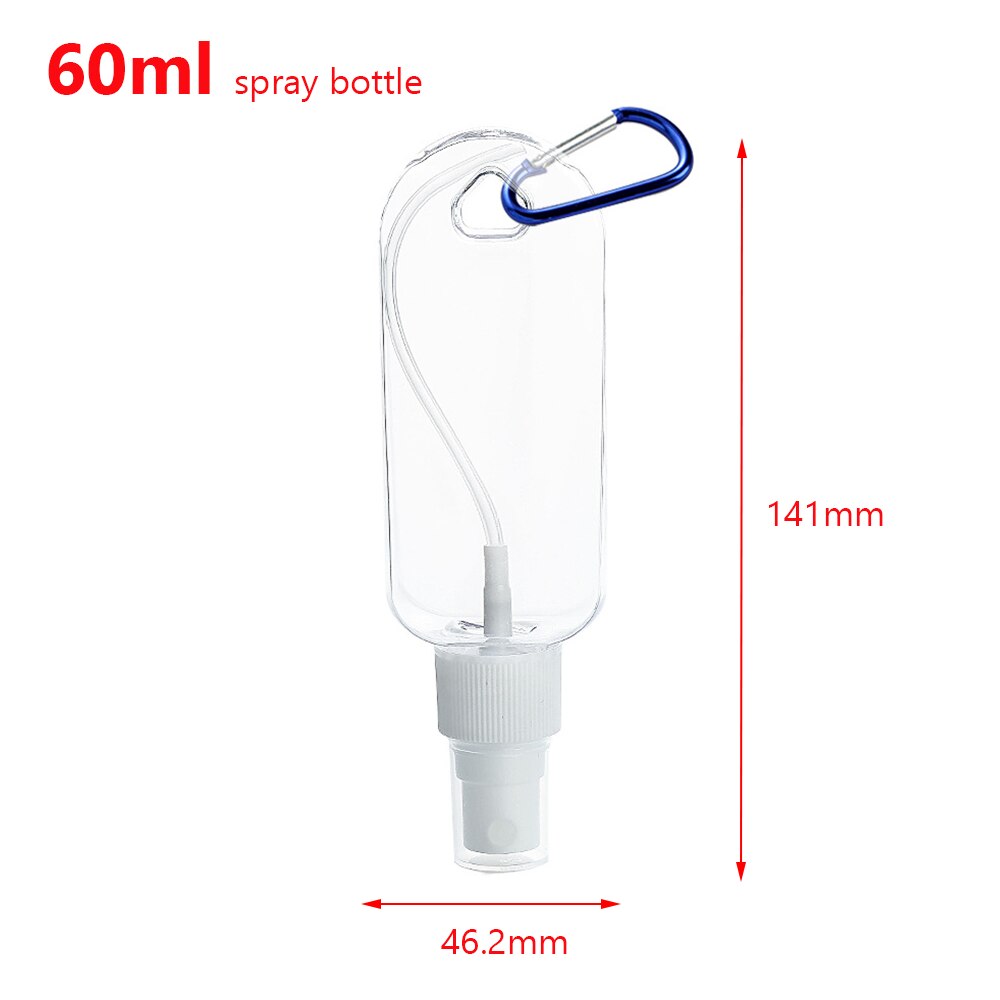 1/5 stk desinfektion alkohol sprayflaske gennemsigtig håndsprit flaske tom flaske lotion bærbar krog nøglering underflaske: 60ml spray 5 stk