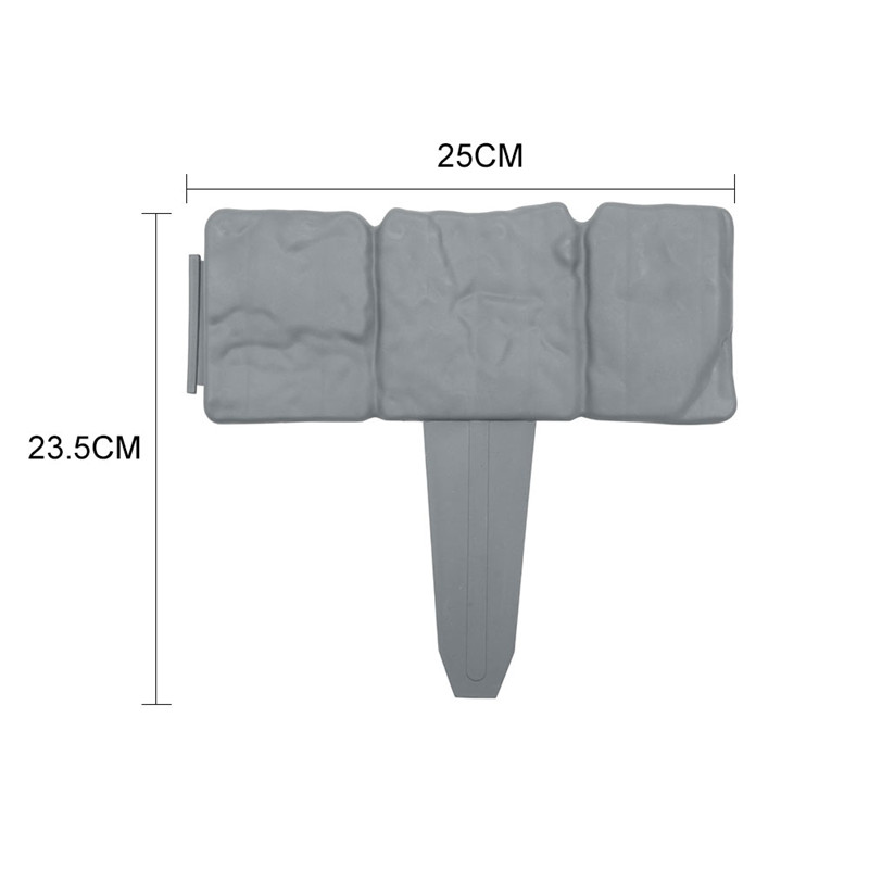 10Pcs Grey Garden Fence Edging Cobbled Stone Effect Plastic Lawn Edging Plant Border Decorations Flower Bed Border