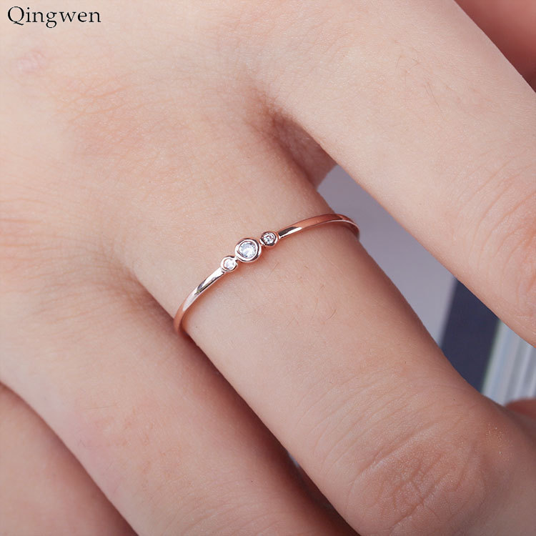 Qingwen Jewelry Rhinestone Rings for Women Silver Gold Rings Fresh Wedding Female Charm Knuckle Ring