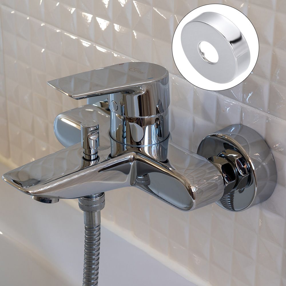 Self-Adhesive Shower Faucet Decorative Cover Stainless Steel Water Pipe Wall Covers Chrome Finish Bathroom Kitchen Accessories