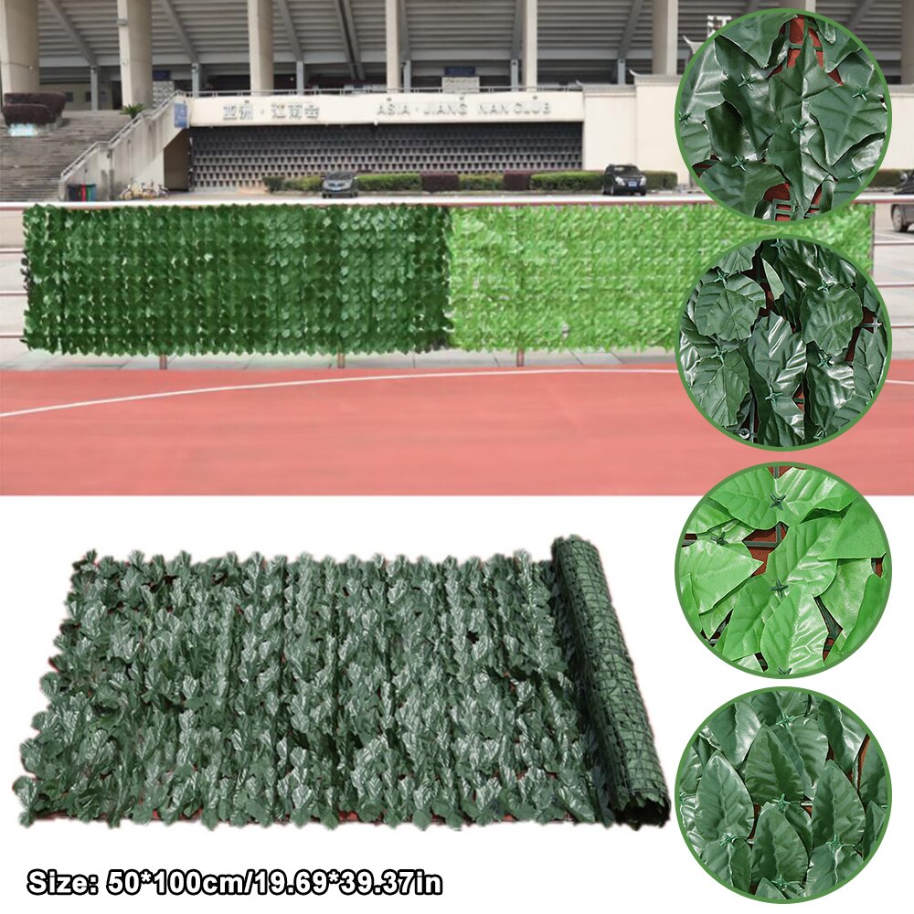 Kunstige hæk blade faux lvy leaf privatliv hegn skærm til have dekoration 0.5 x 1m baghegn hegn mesh altan haven hegn