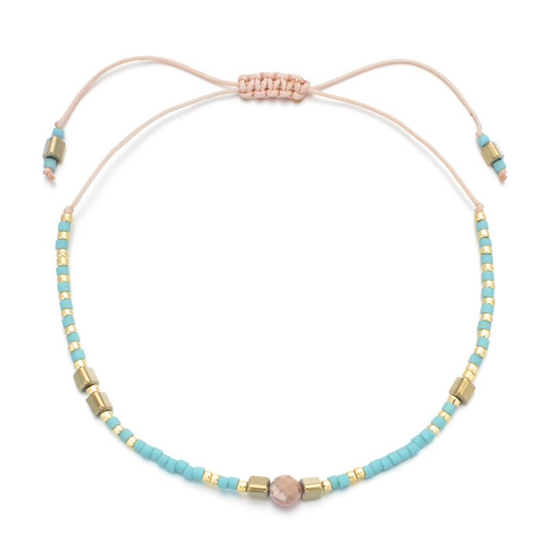 Boheme tynde miyuki beaded sten krystal armbånd & amp; armbånd til kvinder håndlavede vintage armbånd med etnisk knude: Rb388-6