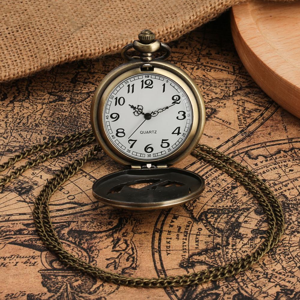 Reloj de bolsillo grabado Vintage de cuarzo rosa, exquisito collar hueco de flor completa, cadena, accesorio para mujer, reloj de bronce para mujer,