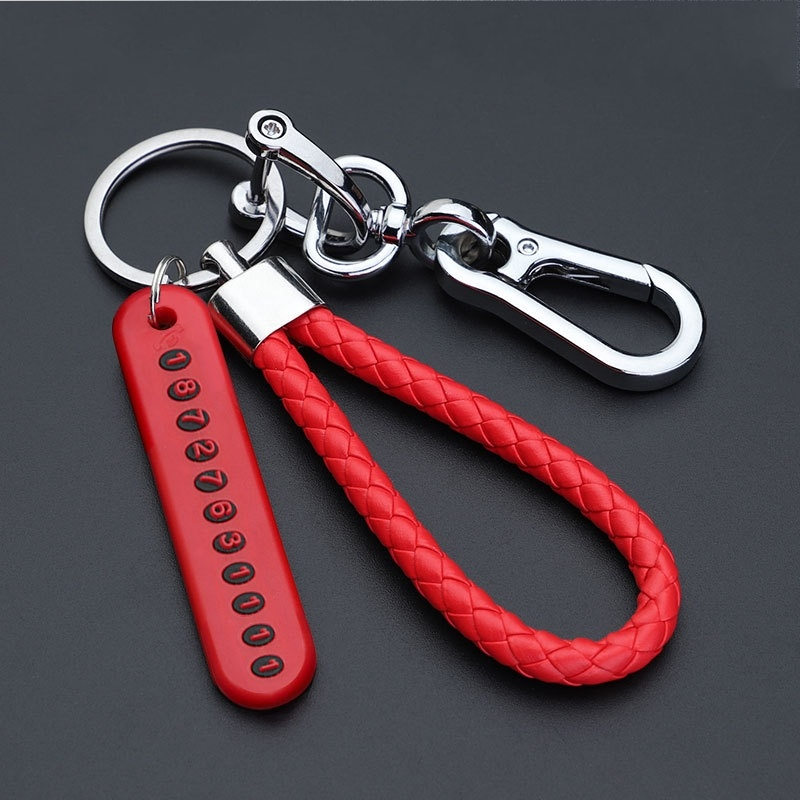 Llavero antipérdida con número de teléfono para hombre y mujer, colgante de cuerda, llavero de coche de acero inoxidable,