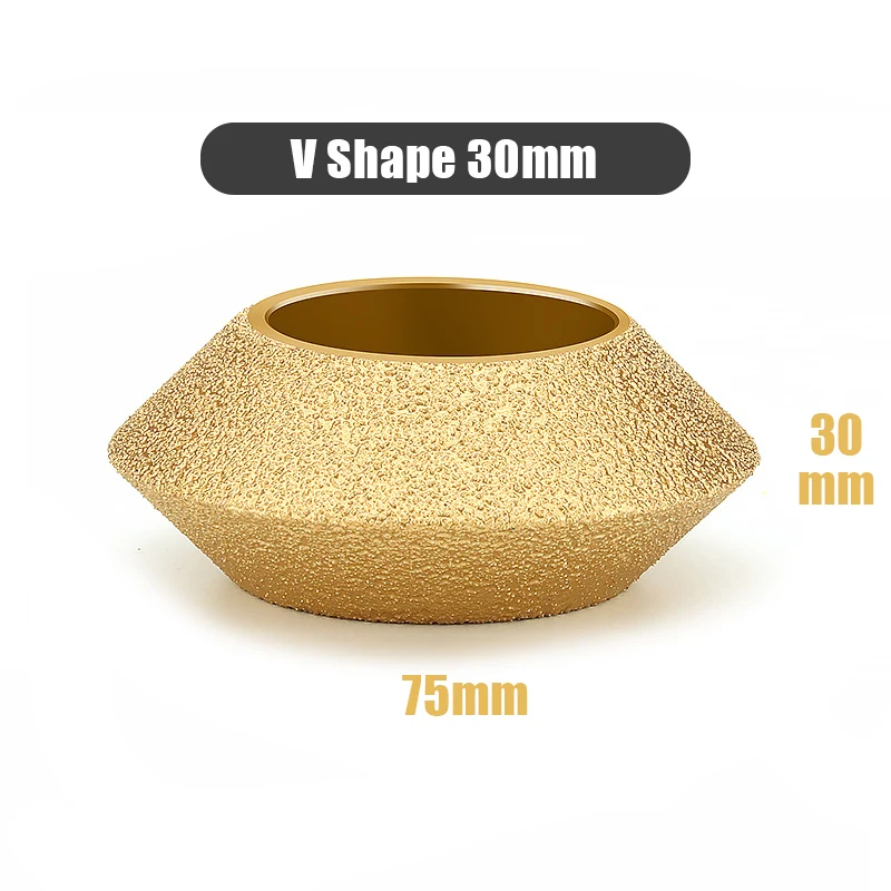 20mm- hålsdiameter 3 tum 75mm v-formad torrvakuumlödd diamantslipskiva halvbullnose-kant marmorkantprofilslipskiva: Röd
