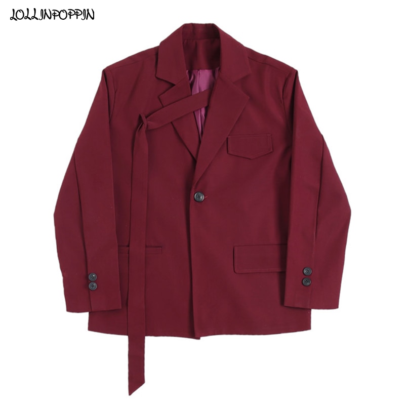 Männer Wein Roten Anzug Jacke Bordstein Revers Frühling Einzelne Geschmack Jahrgang verlieren Jacke Herren Oberbekleidung