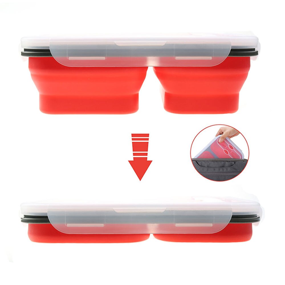 Silicone world 1300ml Silicone Collapsible Portable Lunch Box Large Capacity Bowl Lunch Bento Box Folding Lunchbox Eco-Friendly