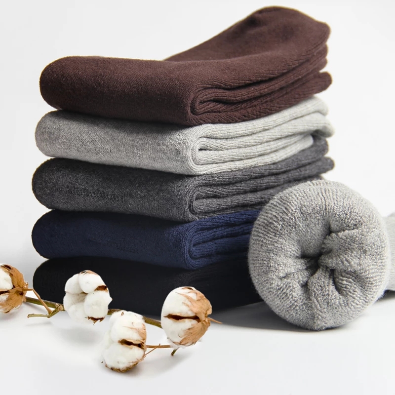 5 pares de inverno quente meias masculinas grossas meias femininas super mais grossas meias sólidas meias de inverno contra neve fria terry meias: Rosa