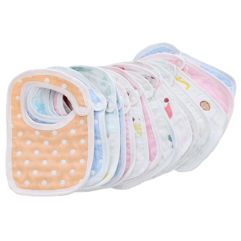 10pcs Baby Bibs Infant Babador Saliva Bavoir Towel For Newborn Girls Boys baberos bebes Babadores Cotton Bib 6 Layers