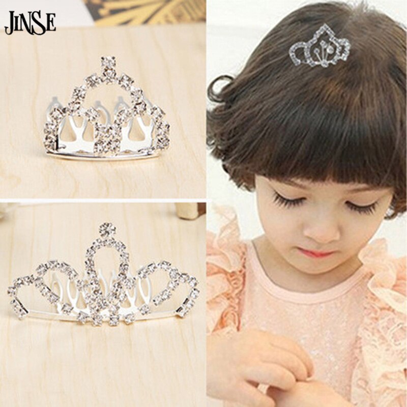 JINSE Mini Leuke Crystal Rhinestone Princess Crown Haar Kam Verjaardagsfeestje Tiara Voor Meisjes Kids Haar Sieraden Accessoires CR130