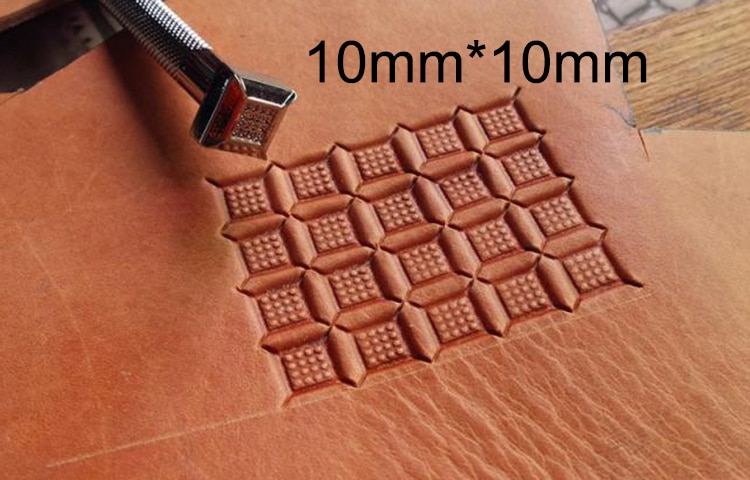 Padrão de impressão de polegar, padrão de tecer, padrão de borda geométrica mão-trabalho de aço design exclusivo ferramentas de trabalho de couro escultura socos