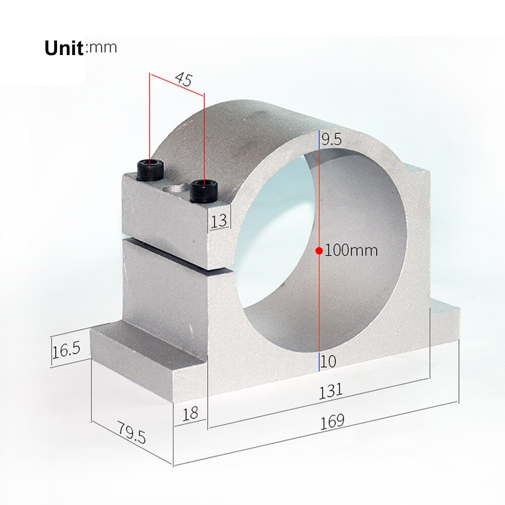 100MM 105MM CNC Spindle Motor Holder Mount Cast Aluminum Fixture Mounting Bracket Clamp for 4.5KW Water Cooled CNC Spindle Motor