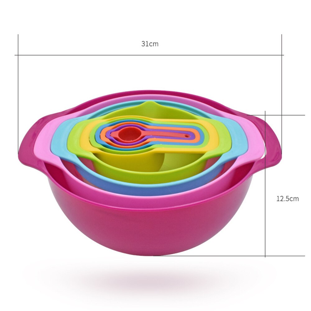 10pcs/Set Kitchen Utensils Set Mixing Bowls Set Flour Sieve Measuring Spoon Salad Bowl Kitchen Gadgets For Salad Cooking Baking