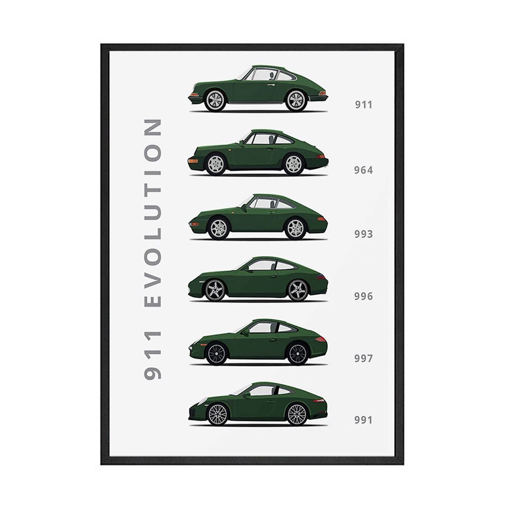 The evolution  of 911 och turbo abstrakt canvas målning färgglad bilaffisch och tryck modern stil heminredning väggkonstbild: Endast 15 x 20cm canvas / 1. ingen gräns standard