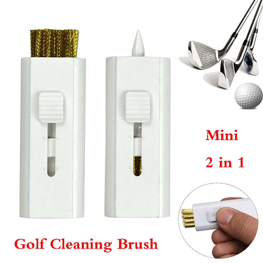 Portable Golf Club Brush Groove Cleaner Mini Pocket Retractable Cleaning Tool Dual Side Wire Bristle for Irons Shoes