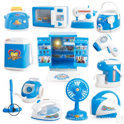 6/12 Pcs/Set Pretend Play Toy Vacuum Cleaner Toy Housekeeping Cleaning Juicer Washing Sewing Machine Mini Clean Up Play Toy: 12 Pcs