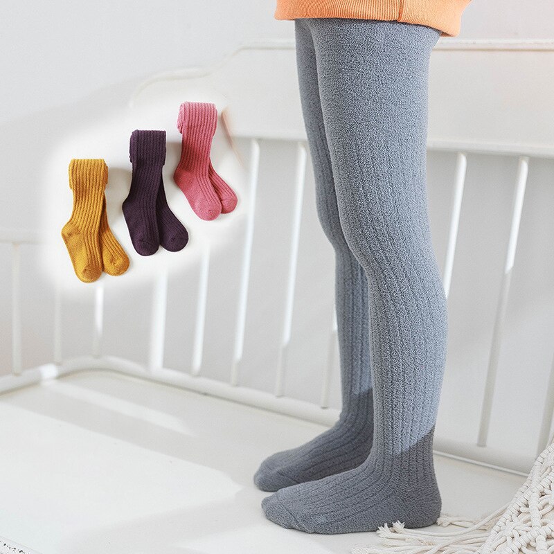 1-8 år gamle børn strømpebukser efterår vinter coral fleece strømpebukser til piger medium tykkelse varm ensfarvet piger& #39 ; leggings