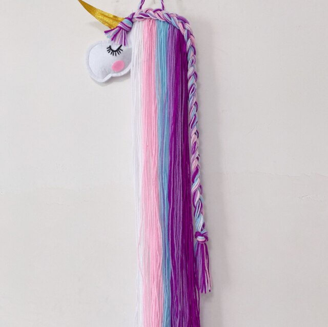 Cute Unicorn Storage Hanging Wall Headwear Hairpin Storage Organizing Strip Rainbow Cloud Hair Clip Hairband Organiz Home Decor: Unicorn storage F