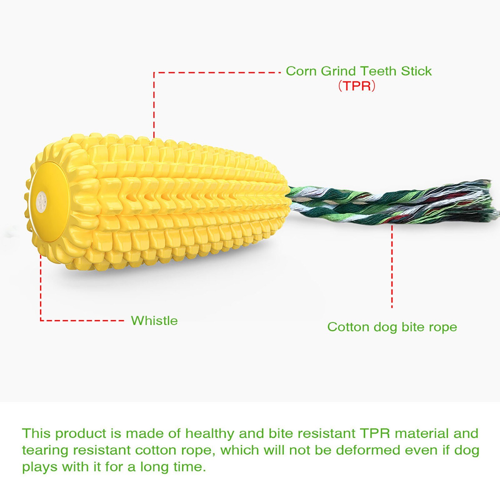 Corn-shaped Squeaky Dog Toys Puppy Toys Dogs Supplies Doggy Chews Cotton Rope Tooth Cleaning Toothbrush Dogs Food Toys