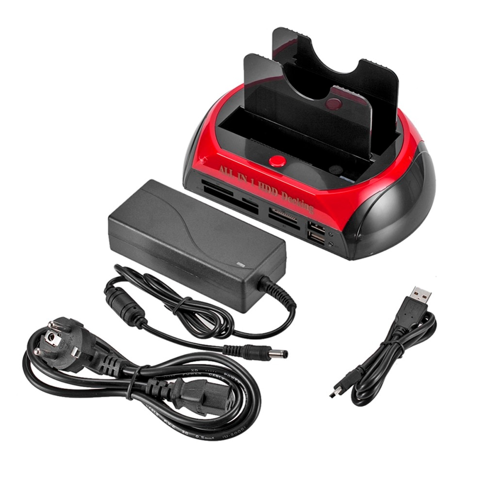 Dubbele Dock Hdd Docking Station 2.5Inch 3.5Inch Sata Ide Hub Base Hdd Enclosure Box Caddy Met Netsnoer usb Kabel