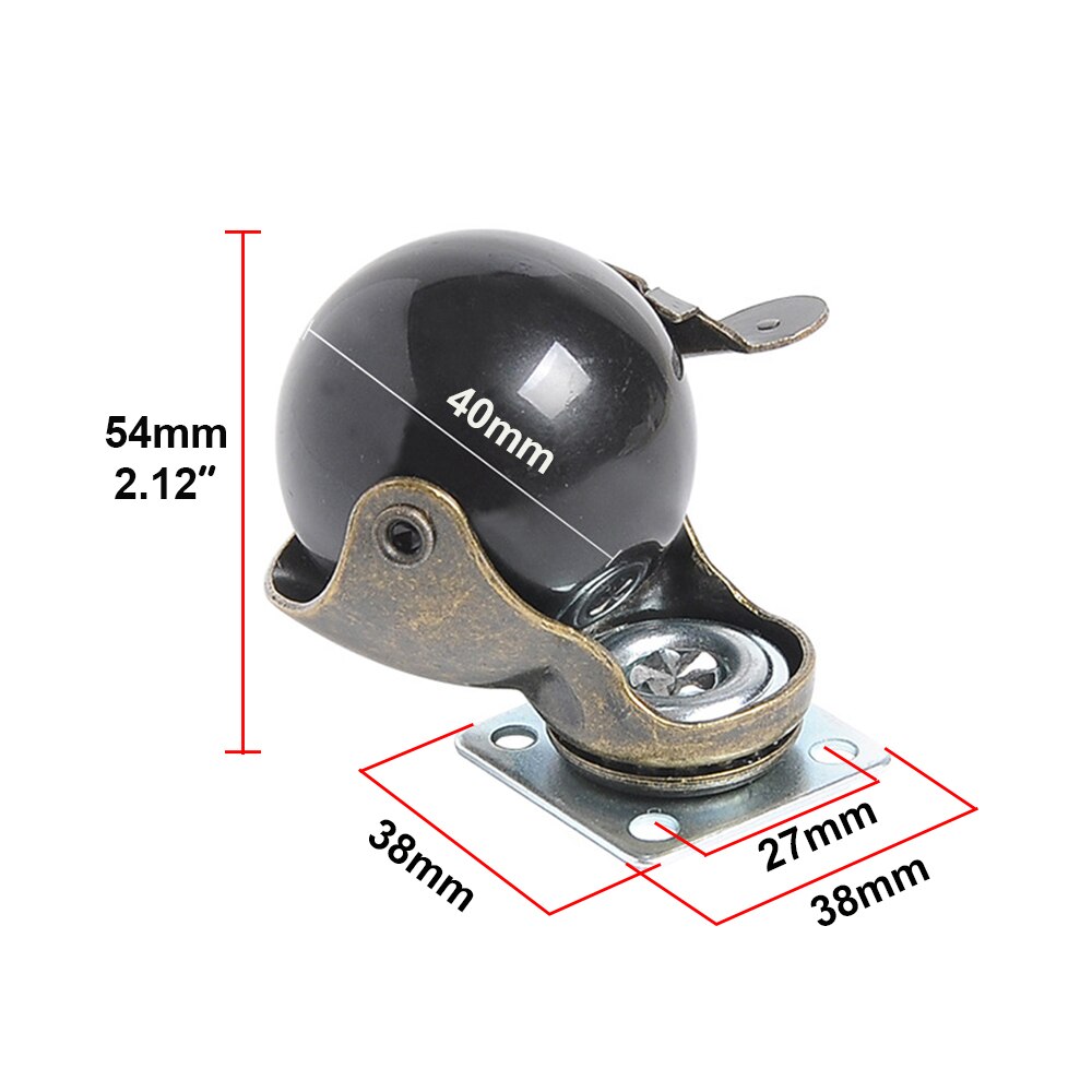 360 Degree Swivel Caster Wheels, Ball Caster Wheels With Top Plate No Noise Wheels For Furniture Cabinets(1.5/2 inch with brake)