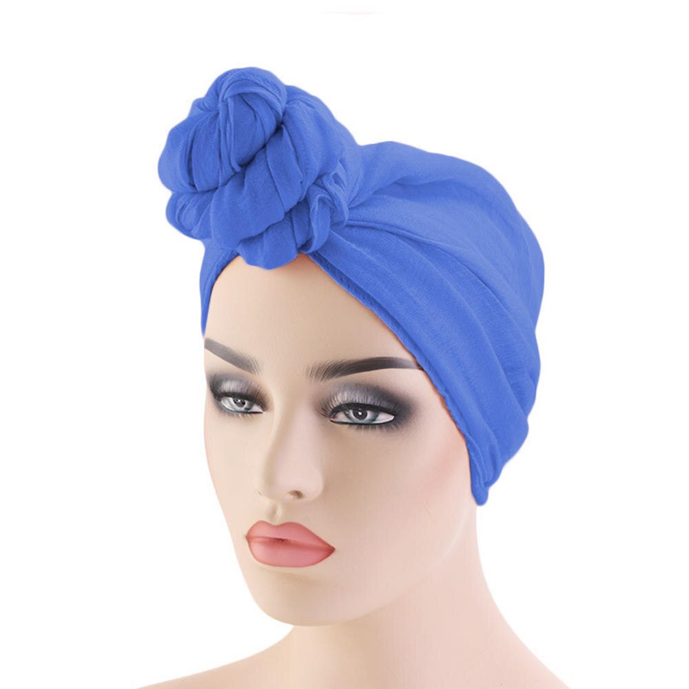 Turbante elástico preatado para mujer, diadema de envoltura para la cabeza, pañuelo largo para el pelo, Bandanas, complemento de cabeza para musulmanes, 1 unidad: Royal Blue