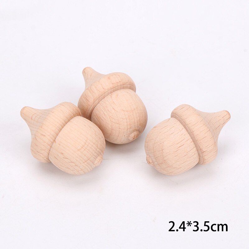 3pcs Beech Wooden Dolls Handmade Painting Loose Parts DIY Painting Wood Honeycomb Mushrooms Cones Droplets Acorns Toy: set 1