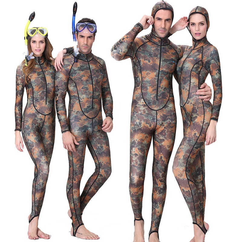 Dive&amp;Sail Rash guard Swimming Suit spearfishing Spandex couple Camo Skin DIVE One piece UV proction Men Women Surfing suit