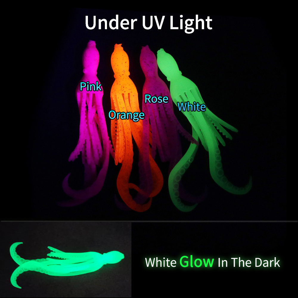 ELLLV 5 uds 10cm/4g cebo de calamar pulpo Fluo pargo de agua salada Pesca señuelo suave Material TPR Kabura Pesca Wobbler aparejos de Pesca