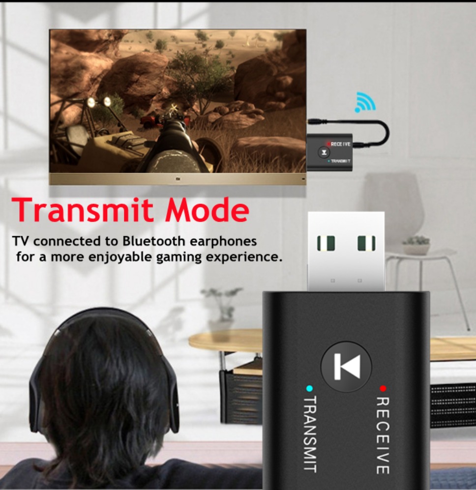2 In 1 USB Bluetooth Adapter 5.0 Transmiter Bluetooth for Computer TV Laptop Speaker Headset Adapter Wireless Bluetooth Receiver