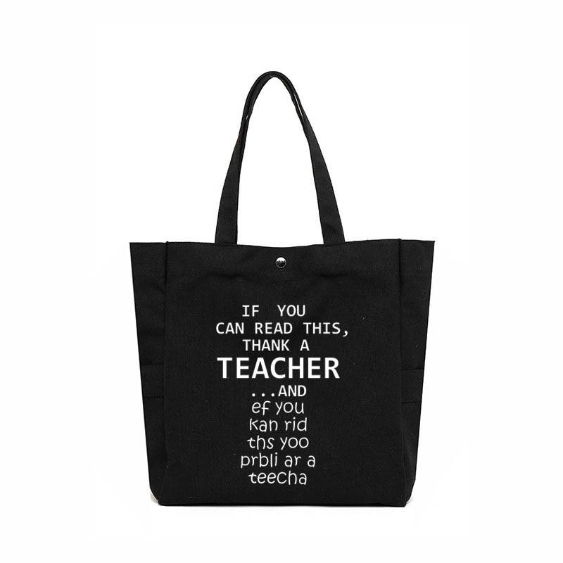 Enkel tak en lærer til lærere skuldertaske stor kapacitet damer mulepose bog taske lærred taske kvinder indkøbstaske