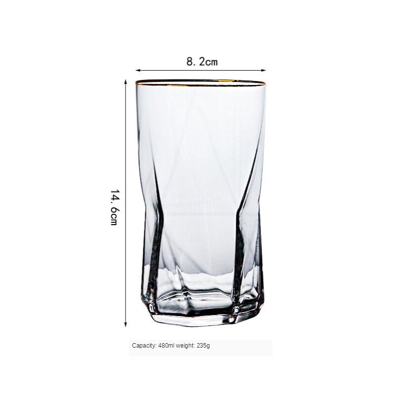 Nordisk whisky geometrisk kopp hushålls snapsglaskopp färgglad juice vinkopp genomskinlig mugg whisky ölglas gafas verre: Guldsida stor