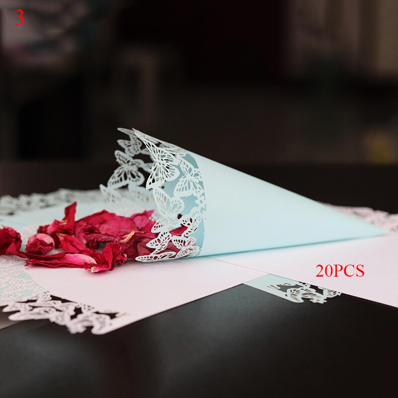 20pcs Wedding Confetti Cones White Lace Retro Kraft Paper Petals Candy Placed Natural Confetti Cones Wedding Party Decoration