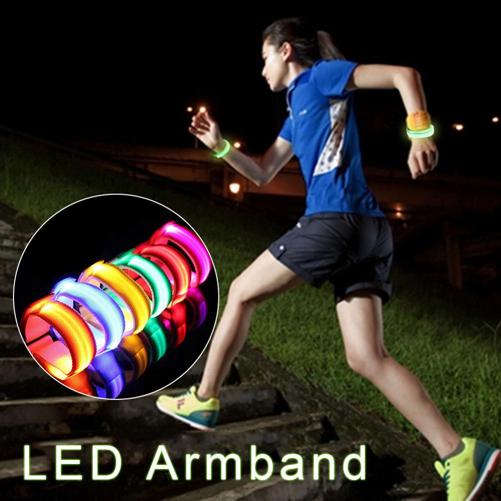 Led Armband Armband Oplichten Knipperende Sport Reflecterende Polsband Nylon Glow Veiligheid Armbanden Voor Night Running Fietsen