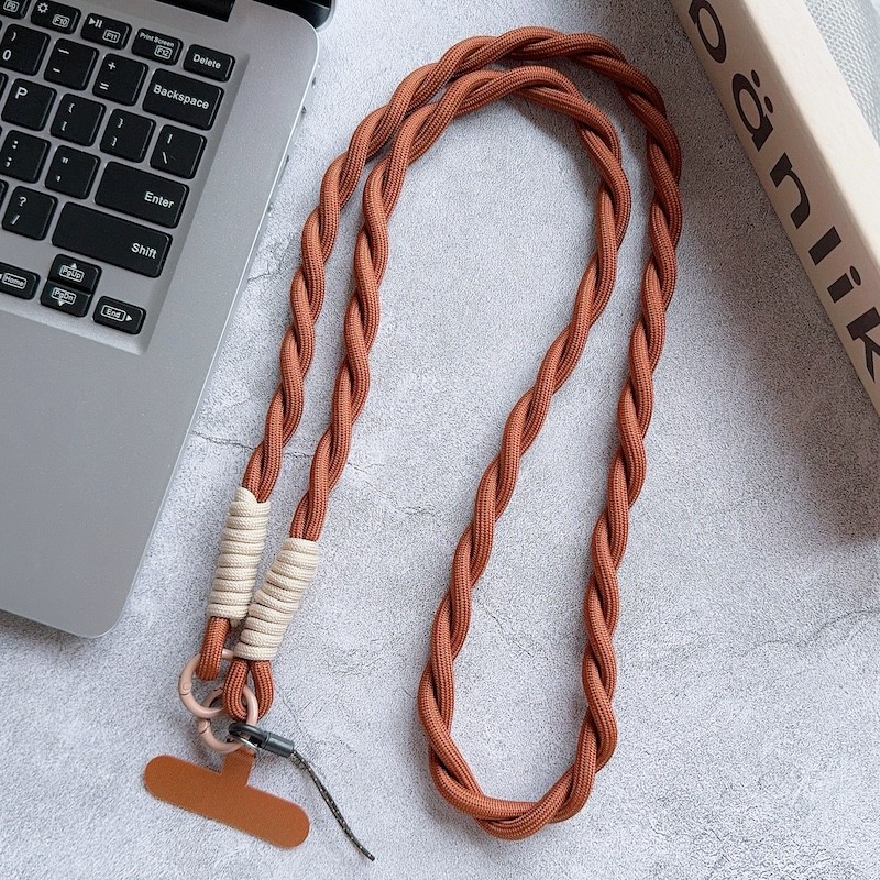 Retro Mobile Phone Universal Braid Strap Crossbody Long Rope Lanyard Strong Durable Safety Mobile Phone Lanyards: Red / Pink