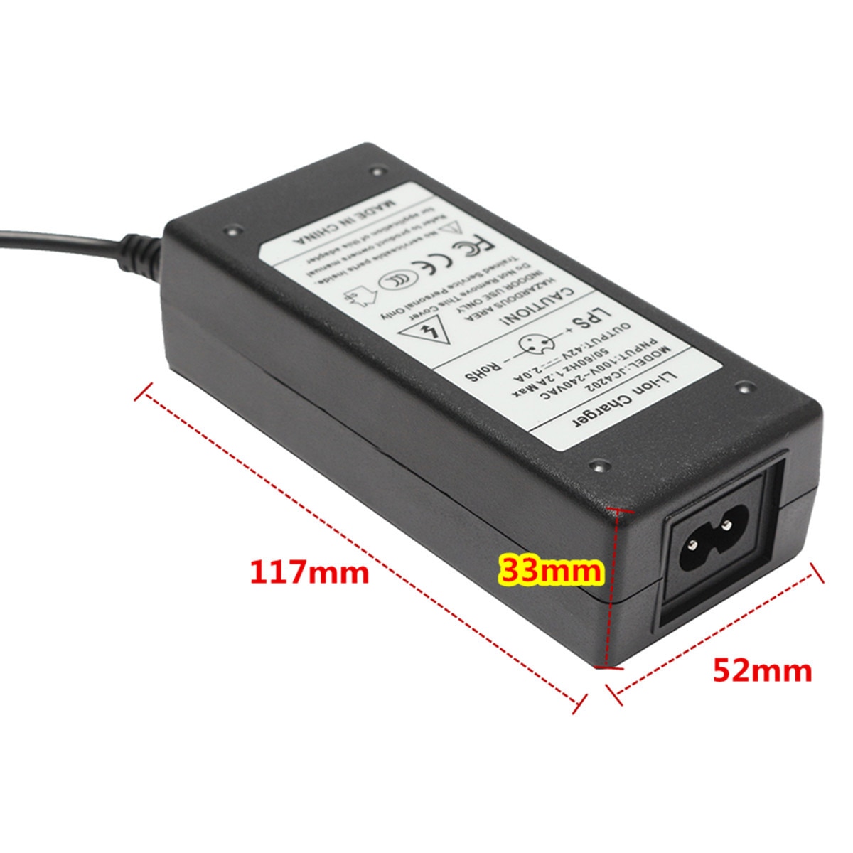 2A 42V Power Charger Adapter Voor 36V Li-Ion Lithium Batterij Twee-Wiel Voertuig Laders