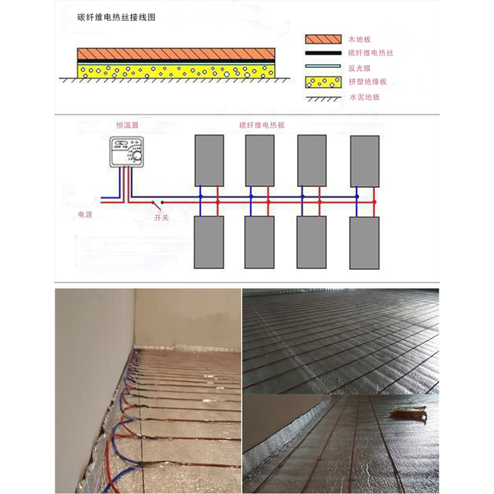 Infrared Heating Cable 12K Carbon Warm Floor Cable Carbon Fiber Heating Wire Electric Hotline for Warm Floor Greenhouse