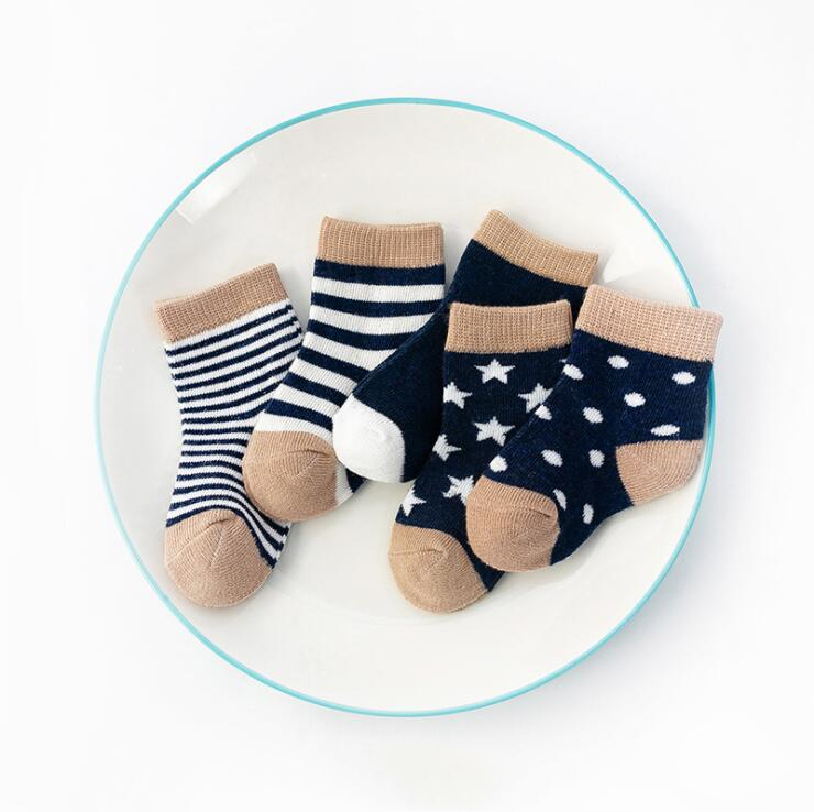 Calcetines suaves y transpirables para niños, medias de tubo medio, para el suelo, de verano, baratos, 5 par/lote: Style2 / 4-6years