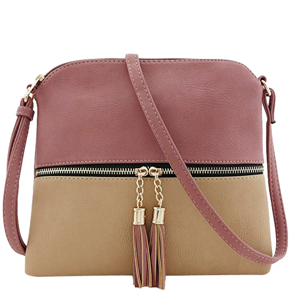 Women Leather Crossbody Bag Casual Handbag Female Tassel Shoulder Bags Ladies Zipper Flap Messenger Bag Phone Purse Torebka