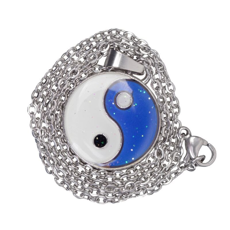 Yin Yang Gossip Colour Changing Mood Necklace Choker Jewelry Temperature Sensitive Color Change Pendant Necklace for Men