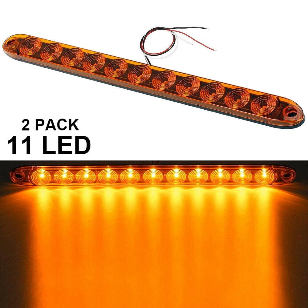 Luces LED de freno para remolque, barra de 11 luces LED de freno, giro de parada, 3 ° camión, remolque, luz trasera impermeable, 12V, 4 piezas