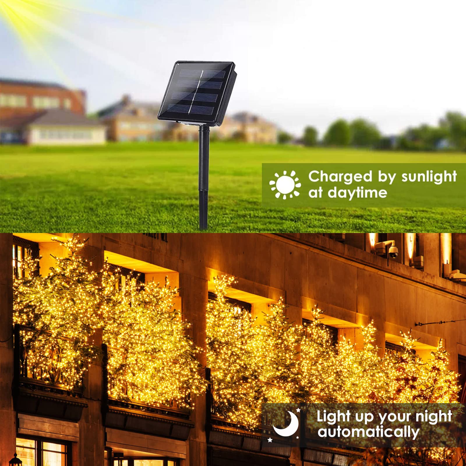 1/2/4pc Solar String Lights Outdoor LED Solar Twinkle Lights Outside Waterproof 8 Modes Fairy Decoration for Garden Yard Wedding