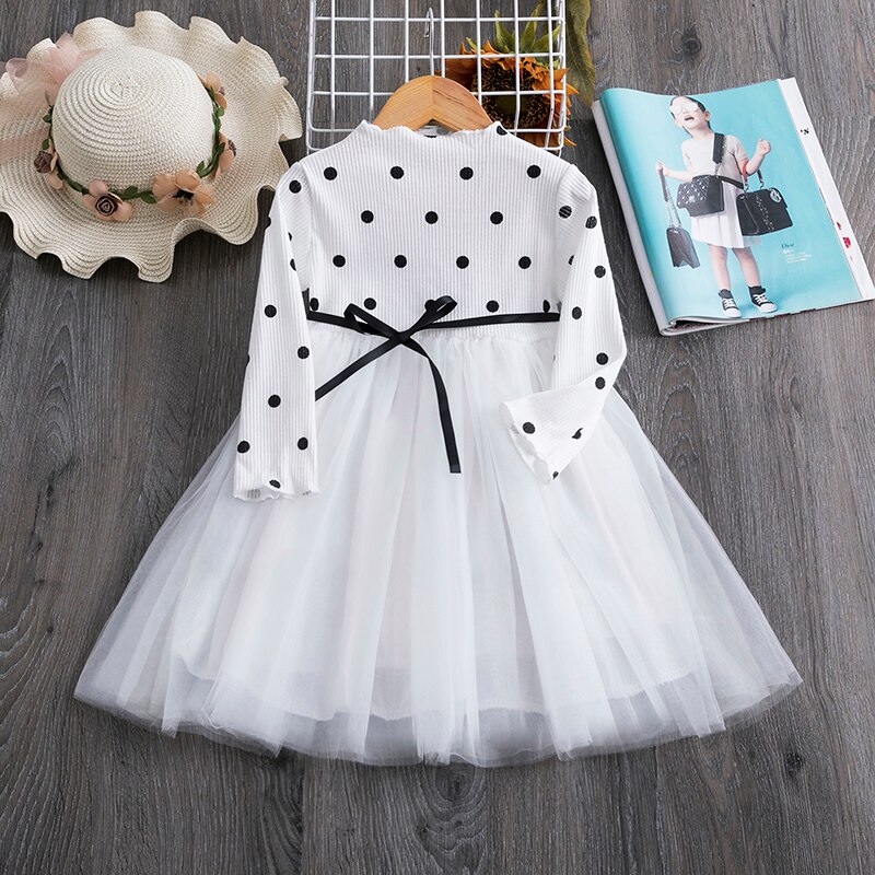 Girls Autumn Winter Long Sleeve Dress Polka Dot Dress Princess Baby Dress Toddler Cute Dress for Kids Tutu Long Sleeve Dress: Dress 2 / 4T