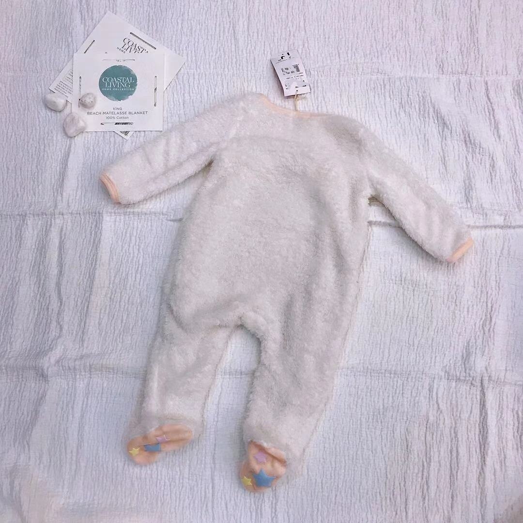 Nyfödd baby flicka jumpsuit född tecknad enhörning kläder långärmad vinter overall footie rosa spädbarn 9-24 månader varm