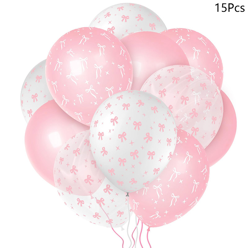 Lyserød sløjfe fødselsdag engangsservice sløjfe paptallerken kop serviet sugerør lyserød sløjfe brudeforlovelse bryllup polterabend dekoration