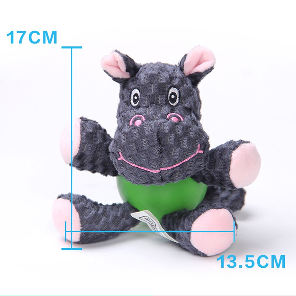 Jouets en velours côtelé couinant pour chien, jouets en peluche en forme d'animal, produits couinants, Puzzle résistant aux morsures, jouet molaire interactif, accessoires pour animaux de compagnie: Hippo1