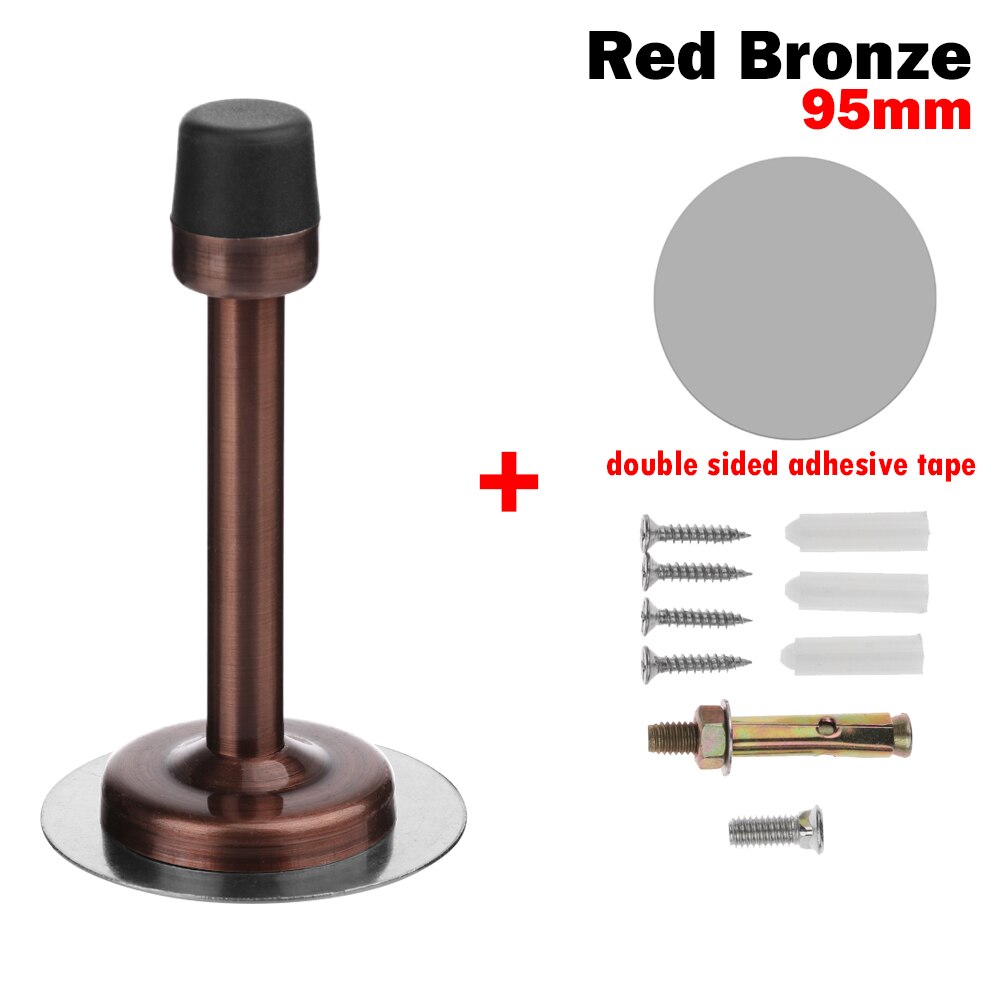 1PC Round Double Use Door Stops Anti-Collision Rubber Stopper Buffer Stainless Steel Self Adhesive Door Holder Protection: 95mm-red bronze