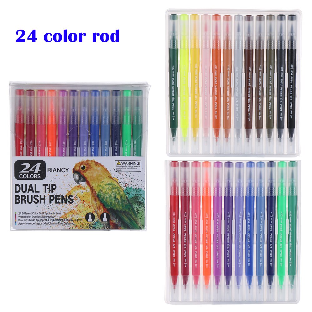 12/18/24/36/48/72/100Pcs/Pack Colors Double-Headed Watercolor Pen Color Marker Set Hook Line Pen Art Marker Pens School Supplies: 18