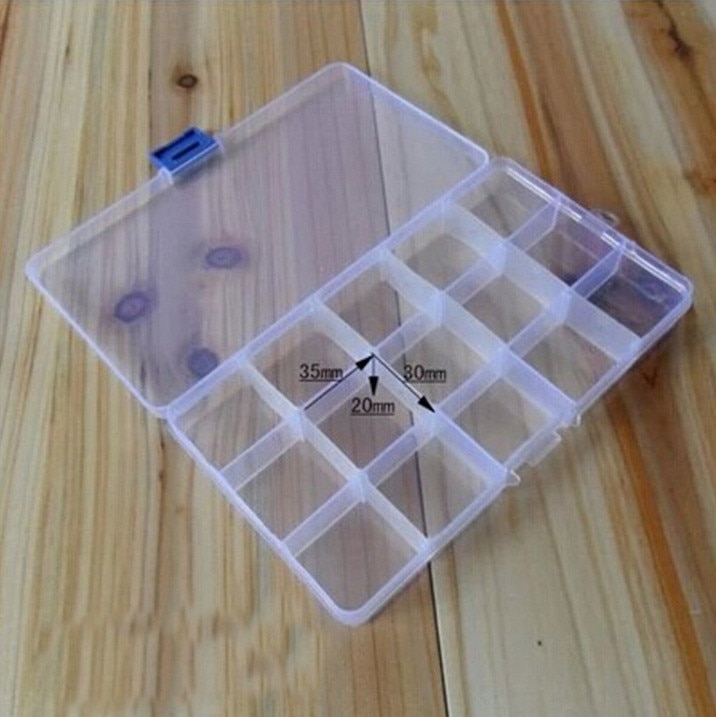 15 Slots Adjustable Plastic Fishing Lure Hook Tackle Box Storage Case Portable Tackle Multifunctional Organizer Fishing Boxes#25